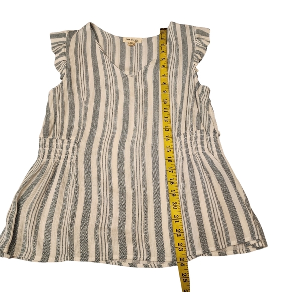 Ruffle Cap Sleeve Striped Blouse - Picture 10 of 11